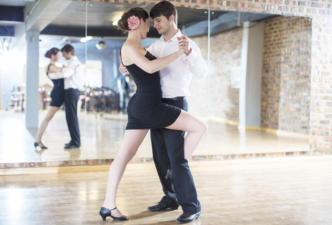 Couple enjoying a romantic dance lesson